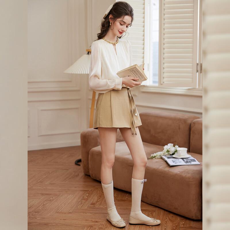 Bailuyu French Elegant Rhinestone Chiffon Shirt