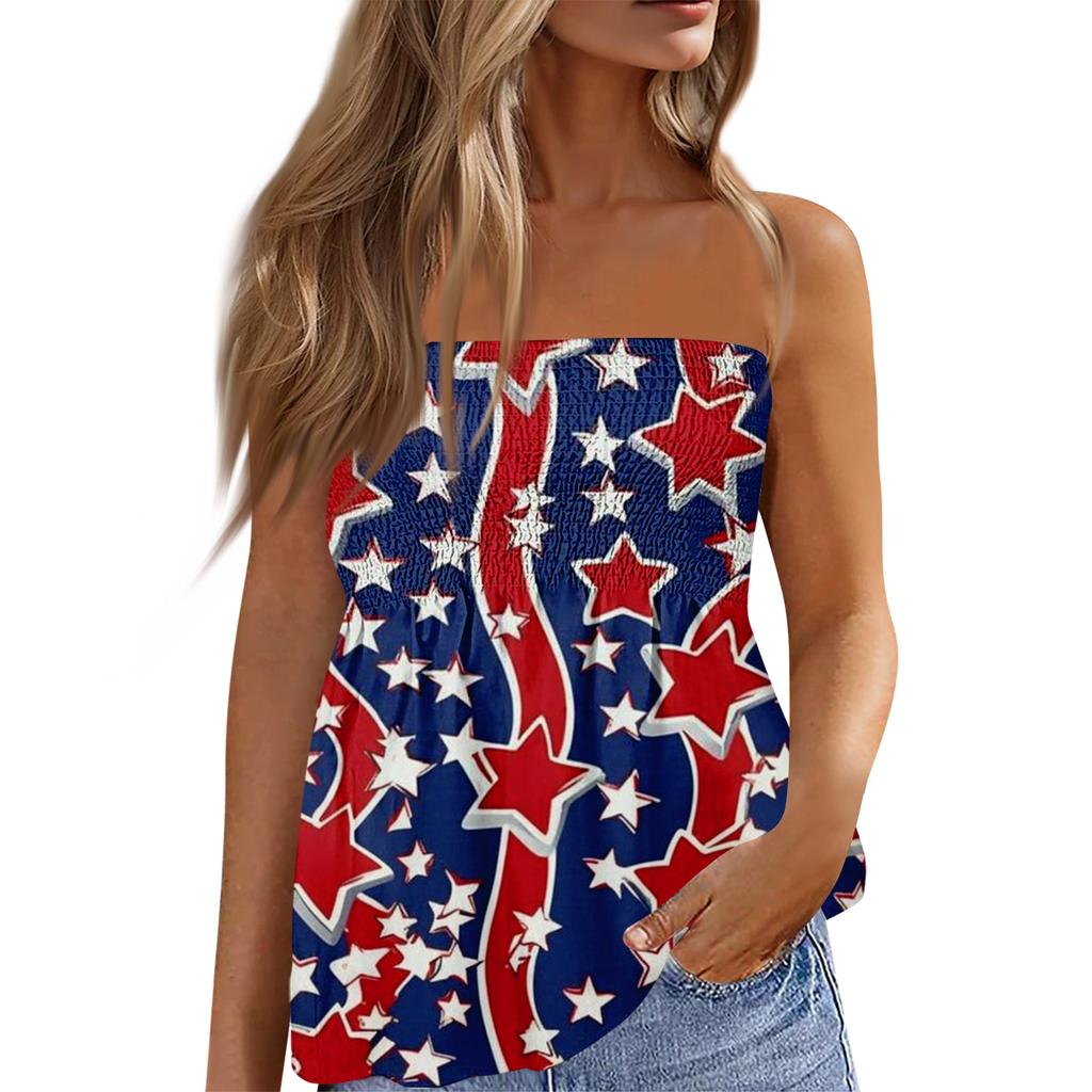 Tube Tops For Women,Cute Sexy Off Shoulder Print Sleeveless T-Shirt