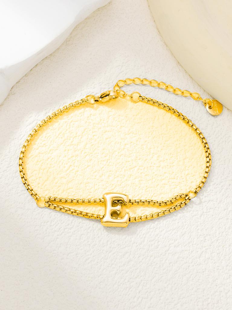 New stainless steel wholesale 26 English letters double-layer ring gold-plated bracelet