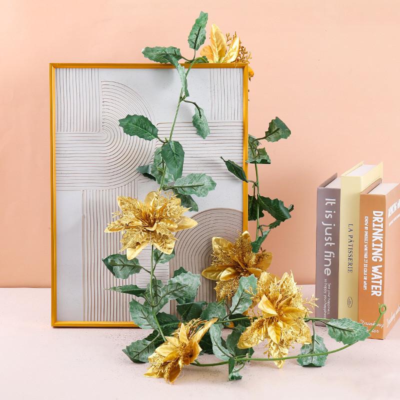 Christmas Decor Artificial Garland With Faux Flowers For Home Holiday Festive Atmosphere