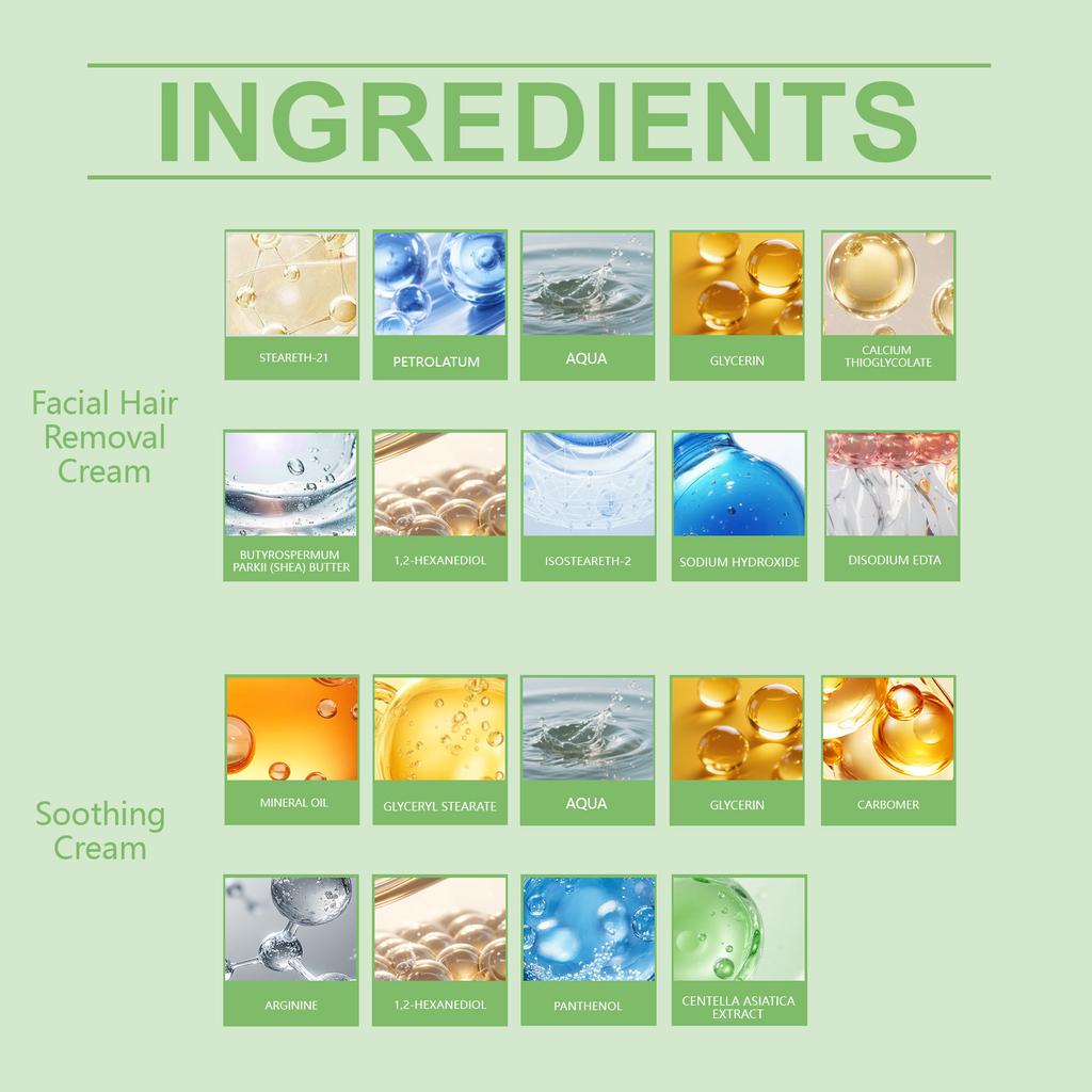Crema Delicata Depilatoria, Gel Depilatorio Viso, Riduce Rossori, Irritazioni, Con Spatola