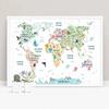 Nursery World Map Poster Stampe Pastello Tema animale Educativo Tela Wall Art Decor Immagini Pittura per la camera dei bambini Decor Art