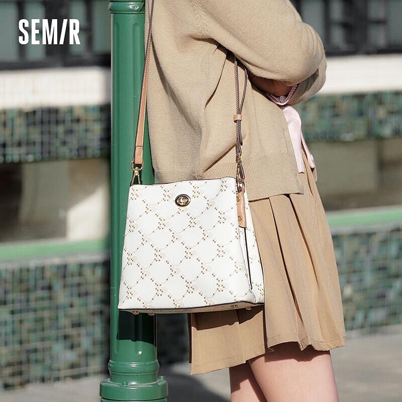 

Semir Women s Vintage Monogram Large Capacity Bucket Bag Large
