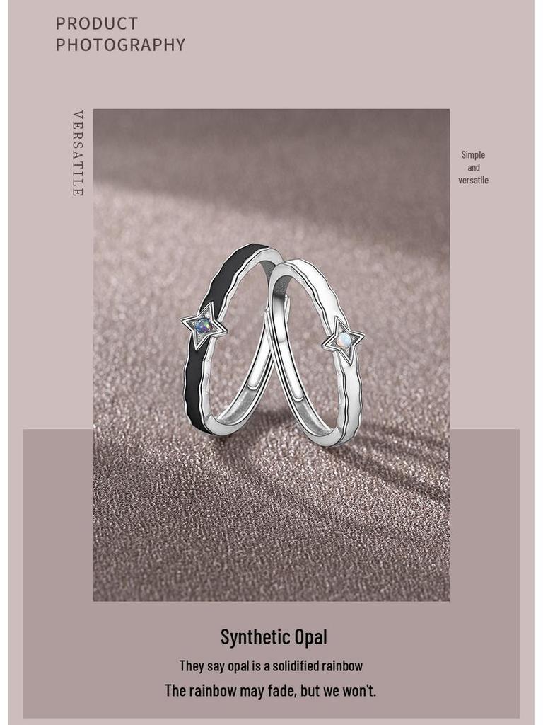 Hochwertige koreanische Little Star Wish Partnerringe aus 999 Sterlingsilber