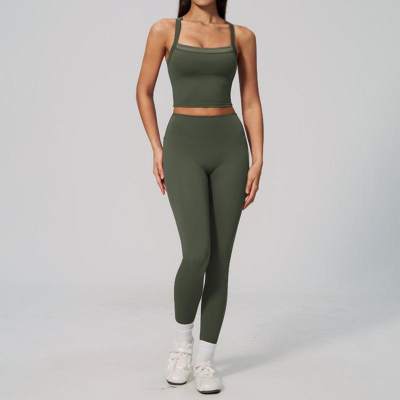 Naked suit Cross beautiful back quick drying sports suit Outdoor casual running fitness suit