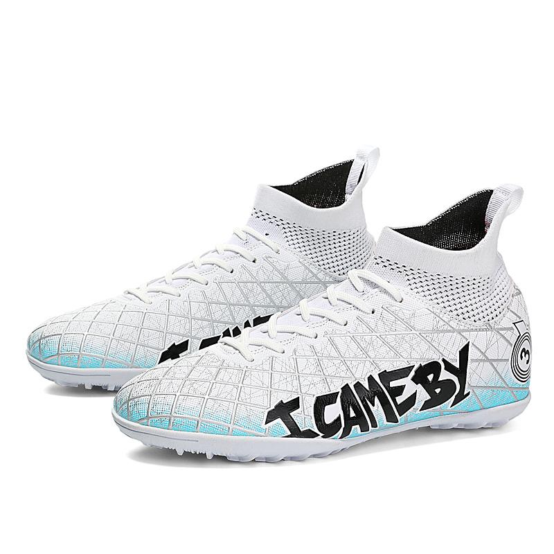 Football Shoes 31-48 Men's High-top Football Boots Large Size Long Nails Leather Boys Soccer Shoes