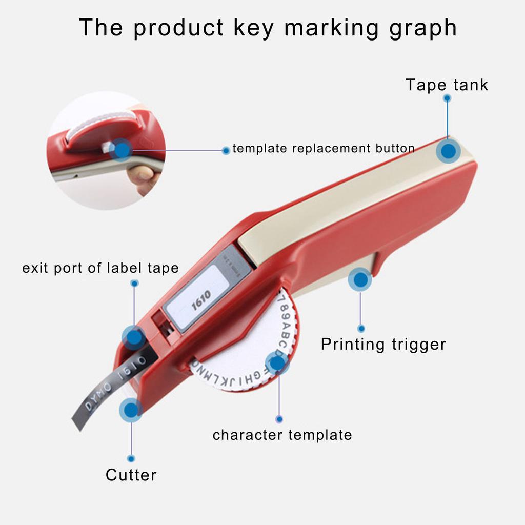 Embossing Label Maker Clear Number Letter One Hand     ABS Label Making Embosser for Label  