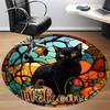 1pc Pumpkin Cat Office Round Area Rug, Under Office Chairs Bedroom Living Room Home Decor, Room Deco, Available in Various Sizes