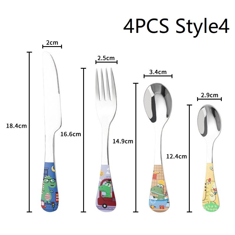 1/4Pcs Animal Cartoon Cute Fork Stainless Steel Children Spoon Fork Children Kids Cutlery Set Tableware Dinnerware Supplies Gift