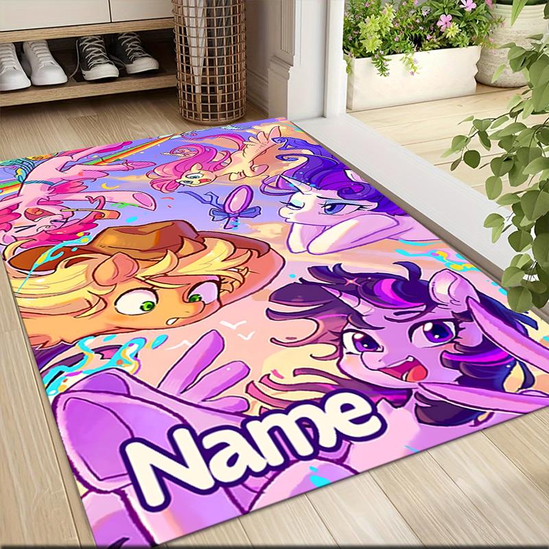 Custom Name Magical Unicorn Fantasy Carpet Rug Customizable Soft Washable Anti-Slip Home Living Room Sofa Mats Personalized Rug. 0909132