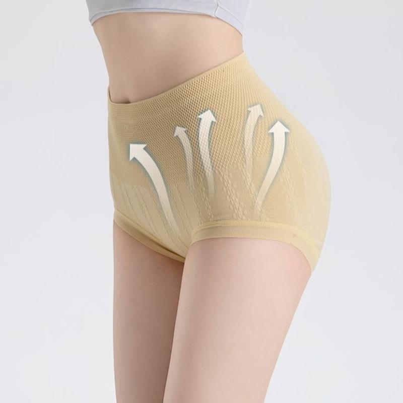 1Pc High-Waisted, Tummy-Control, Hip-Lifting, Shaping Cotton Briefs, Plus Size, Seamless Women's Underwear