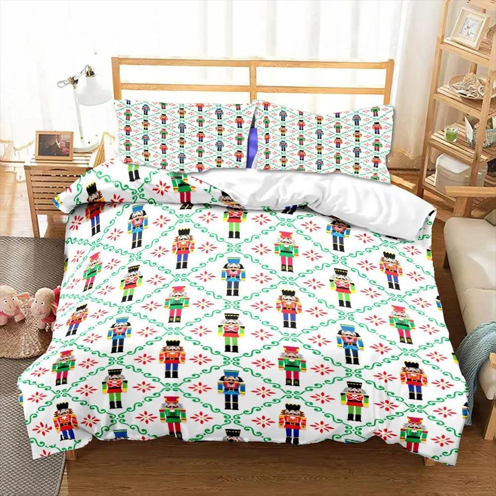 Nutcracker Cartoon Duvet Cover Merry Christmas Gift Boys Bedroom Decoration Women Men Cartoon Royal Guarder Queen King Size