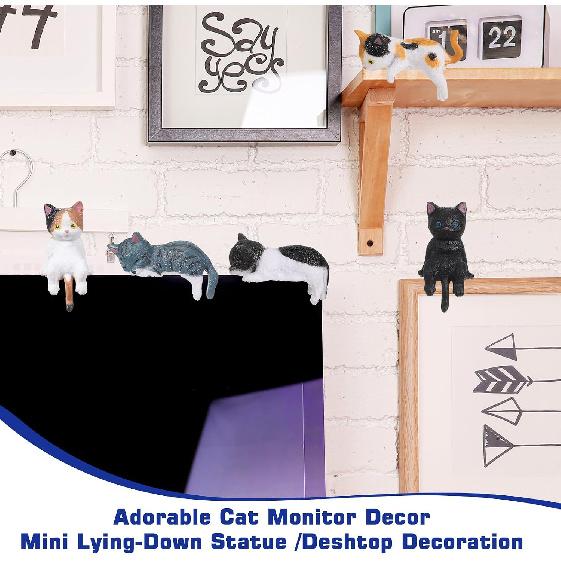 12 Pcs Car Dashboard Decorations Cats Car Interior Accessories, Mini Cat Figurines, Cute Rear View Mirror Accessories Mini Resin Car Decor Fun Cats