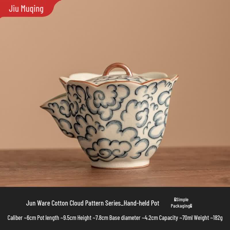 Jiumuqin Ru Kiln Ceramic Hand-Grip Teapot
