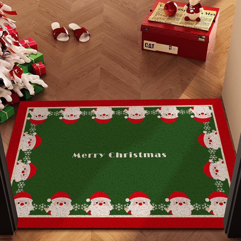 Christmas Loop Pile Non-slip Doormat: Wear-resistant, Cuttable, Ideal for Home Entrances