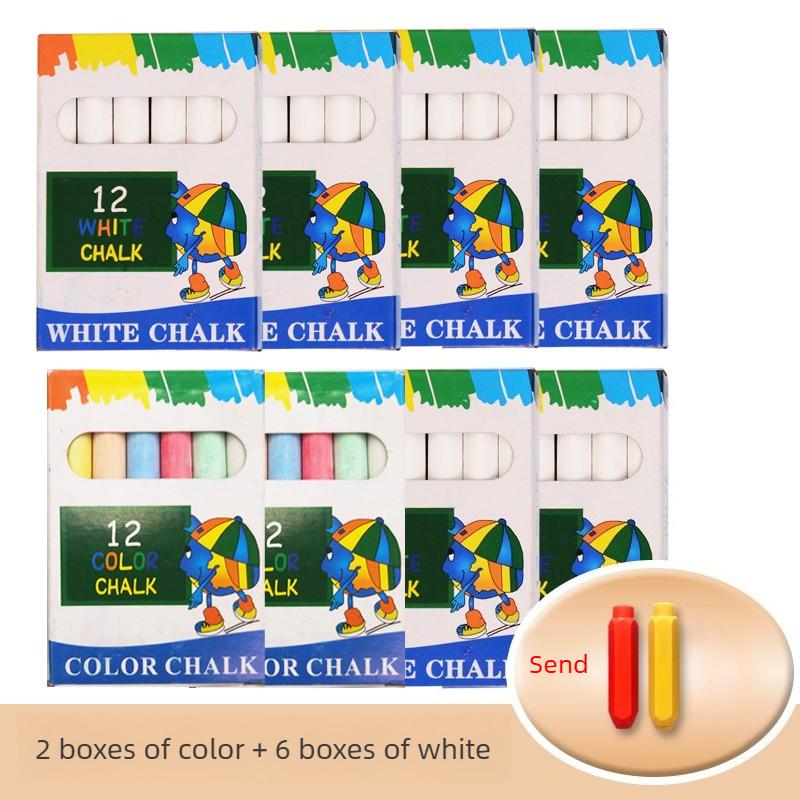12 PCS Dustless Chalk Colored / White Non-Toxic Dust-Free Vibrant Blackboard Kids Teachers Stationery Office School Supplies