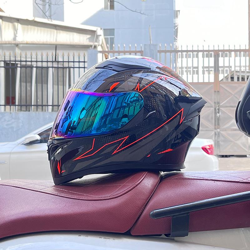 Motorcycle Helmet Full Helmet Can Be Equipped with Bluetooth Headset Men's Four-season Electric Bicycle Riding Helmet