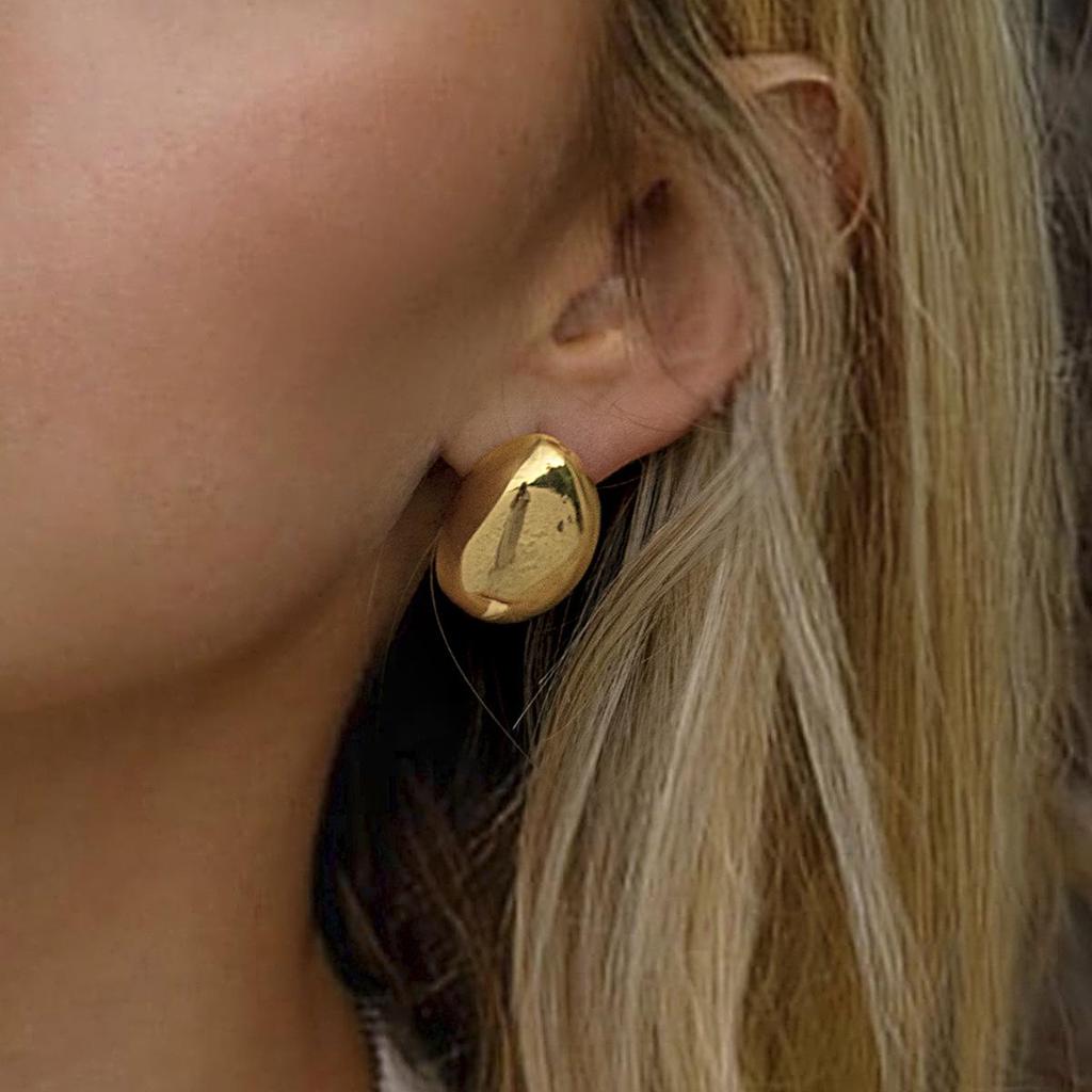 Jieding 18k Gold Plated Stainless Steel Stud Earrings: High-End European & American Design, Titanium Cross-Border Jewelry.