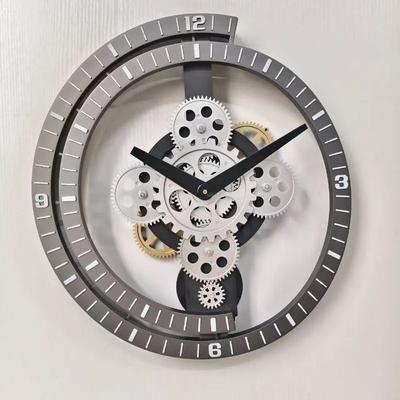 Creative Hollow Metal Wall Clocks Mechanical Gear Wall Timepiece Retro Creative Silent Quartz Timer Indoor Living Room Art Decor