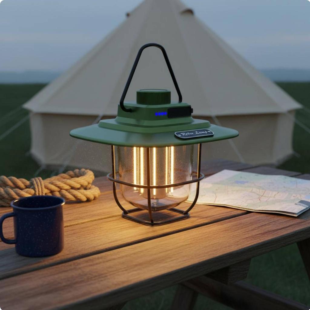 Retro Camping Light Continuous Dimming LED Lantern Vintage for Campers, Hikers,
