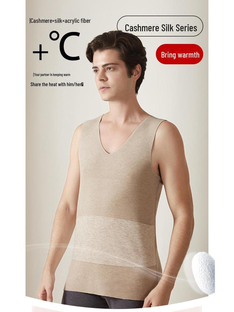 Herren Seide-Kaschmir Antibakterielle Nahtlose Warme Weste für Herbst und Winter