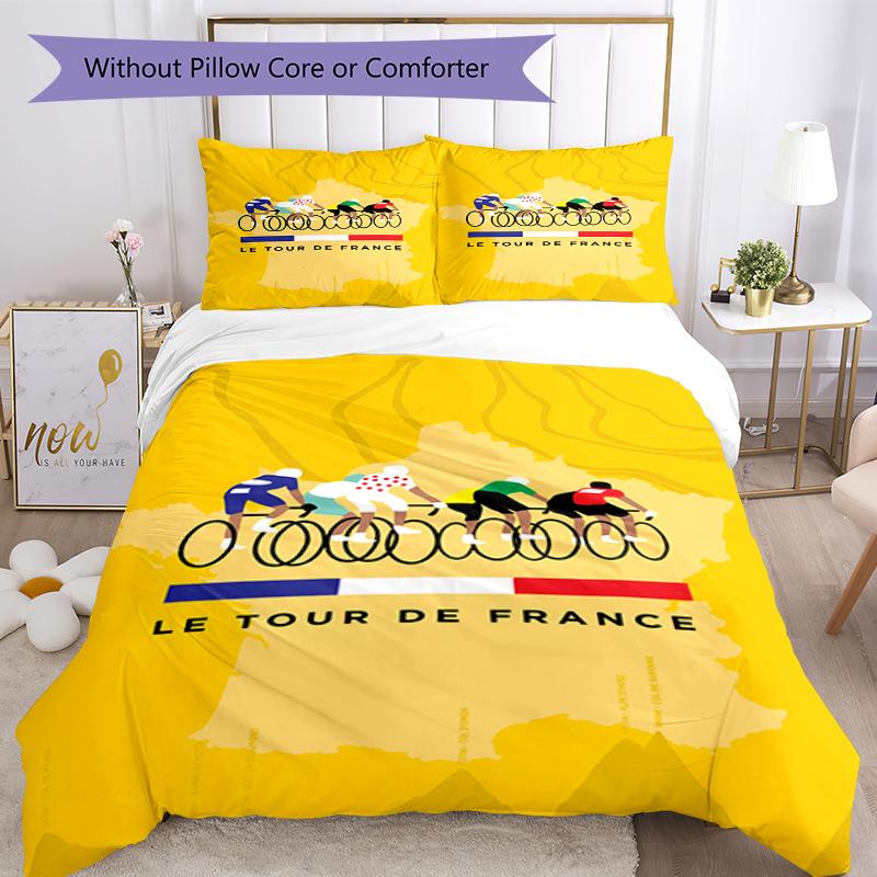 3pcs Tour de France Bedding Set Duvet Cover Closure Includes 1 Duvet Cover & 2 Pillowcases, Soft and Comfortable for All Seasons.