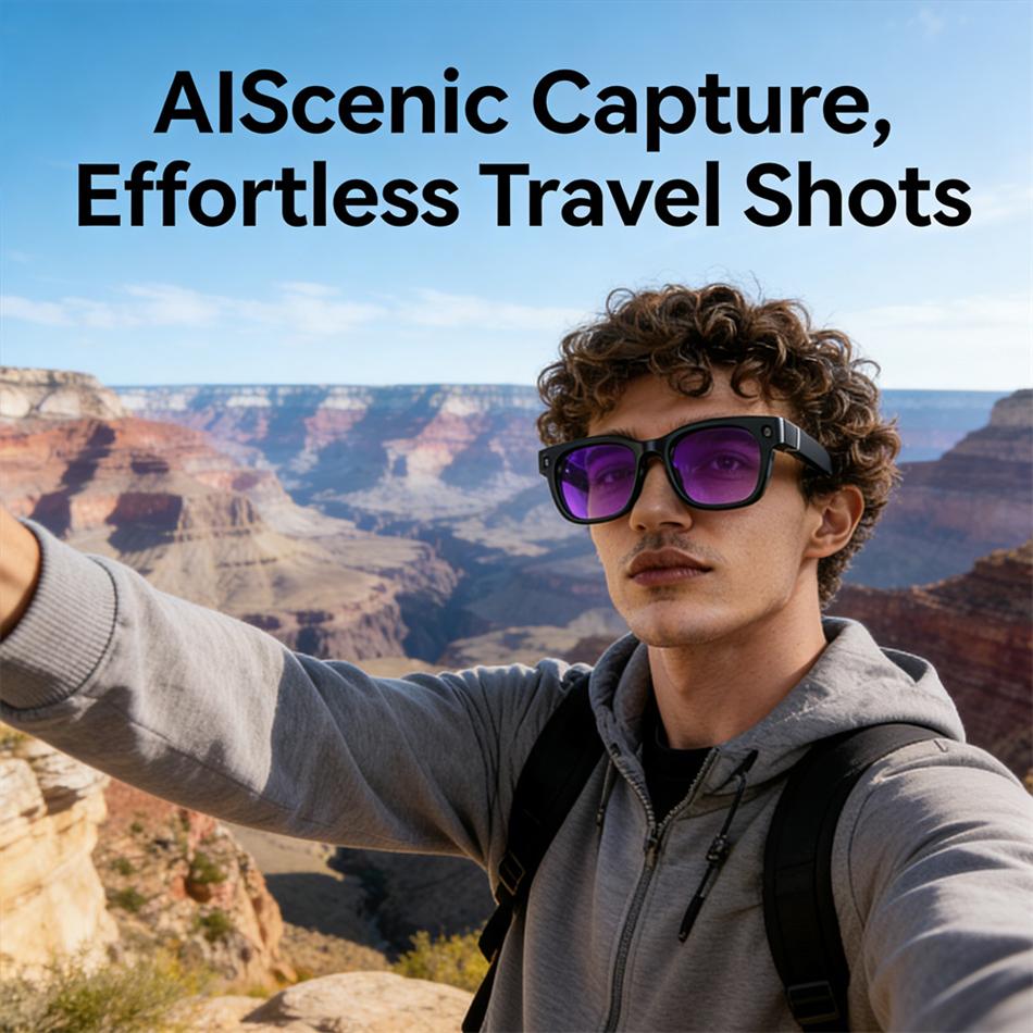 HD-Kamera Smart Glasses KI-Übersetzung Bluetooth-Anruf Tragbare Brille Leichtgewicht Reise Vlogging Outdoor-Sport Kompatibel Android iOS 800 Megapixel