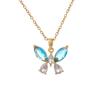 Sweet Colorful Zircon Butterfly Pendant Necklace Cute Stainless Steel Chain Jewelry Gifts for Women Teen Girls