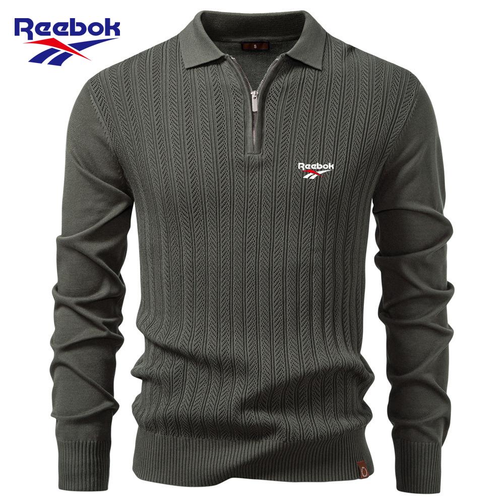 

Reebok 2026 Осінь-Зима Вишивка Новий Чоловічий Светр З Довгим Рукавом В язаний Светр З Напівблискавкою Бізнес-Кежуал Тонкий Светр Чоловічий M
