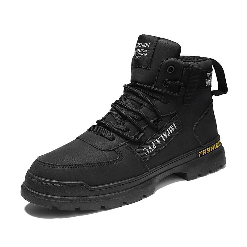 Martin boots men's high-top leather boots 2024 autumn and winter casual tooling shoes men's trendy shoes British style new men's shoes velvet