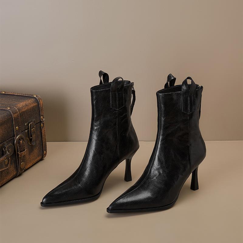 

Модный дизайн, женские ботильоны с острым носком, осенне-зимние туфли на тонком каблуке, модные короткие ботильоны, Zapatos De Mujer 36 чёрный