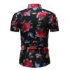 Summer Shirts Men Fashion Floral Print Short Sleeve Hawaiian Shirt Male Casual Flower Slim Fit Beach Shirts