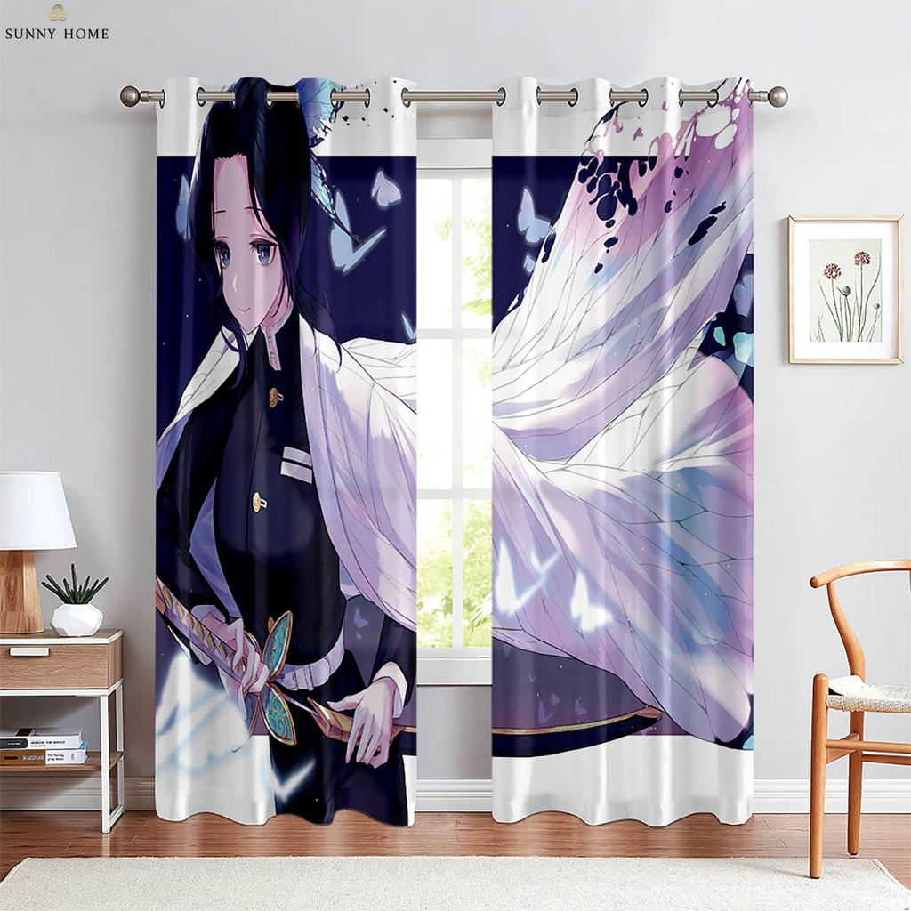 Japanese Anime Print Curtains Dormitory Bedroom Restaurant Study Window Decoration Curtains Children Gift Home Decoration 2 PCS