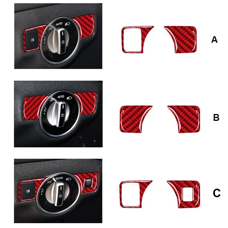 Real Carbon Fiber For Mercedes Benz CLA 2014-2018 Car Headlight Adjustment Button Decoration Sticker Car Interior Accessories