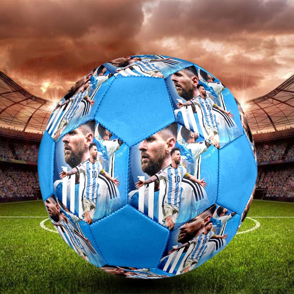 1PC Messi Modern Great Size 5 Soccer Ball PrahaIndoor Soccer Ball Colorful All Ages Machine Stitched PVC Competition Ready Durable High-Bounce