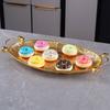 European Fruit Tray, Household Metal Hollowed-out Shape Exquisite Handle Cake Plate,Gold Snack Plate Wedding Decoration,20inch