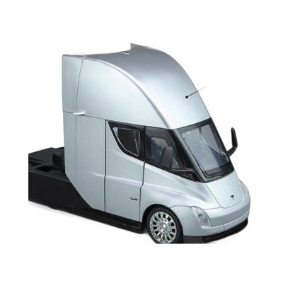 1/24 Camion Semi-Remorque Tesla Modèle de Voiture Moulé Sous Pression en Alliage avec Son et Lumière Camion Rétrofriction Modèle de Véhicule Cadeau de Collection pour Garçon