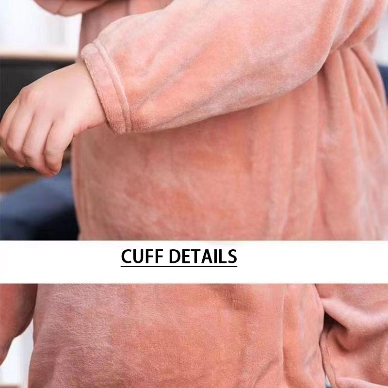 Autumn and Winter Women's Plus Size Loungewear Thick Warm Coral Fleece Pajama Set