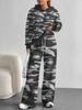 Color Graffiti European and American Autumn and Winter Casual Long-sleeved Suit Women's Hooded Sweater Trousers Two-piece Set