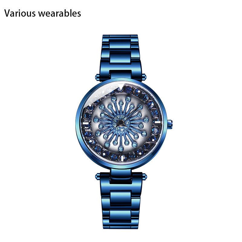 Новые женские часы Gypsophila вращающиеся часы корейский стиль инкрустированные бриллиантами часы Time-to-turn стальной ремень женские часы