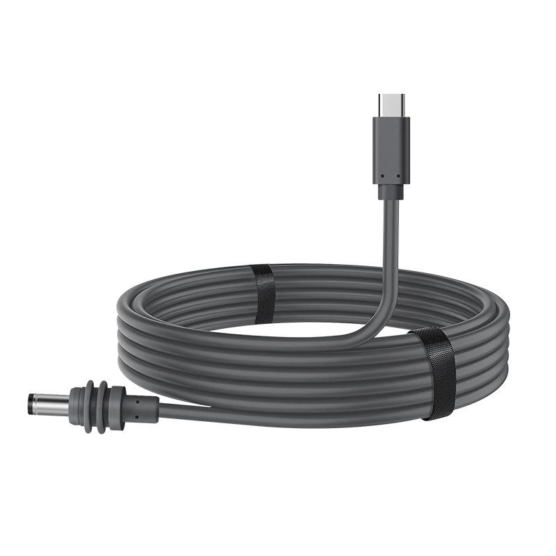 Gray Waterproof MiniDC to Type-C Male-to-Male Power Charging Cable for Outdoor Use