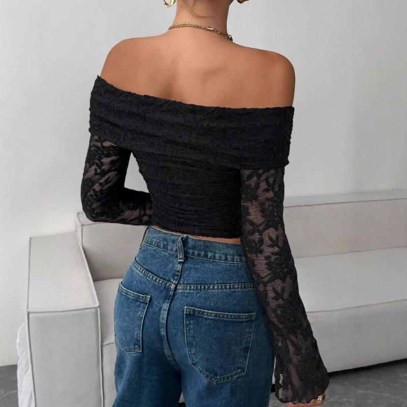 2025 New Autumn One-shoulder Long-sleeved Slim-fitting Commuting T-shirt Tops