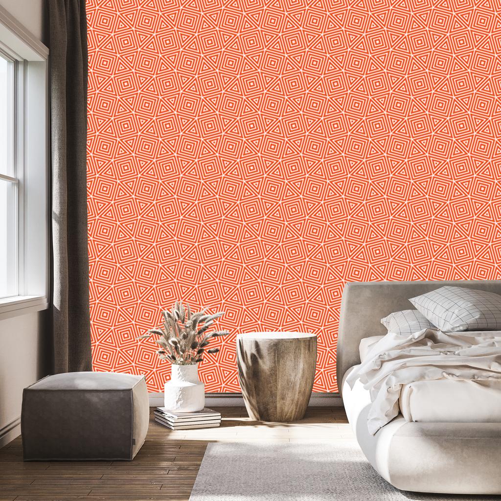 Peach Geometric Pattern Wallpaper for Living Room and Bedroom 50x1000