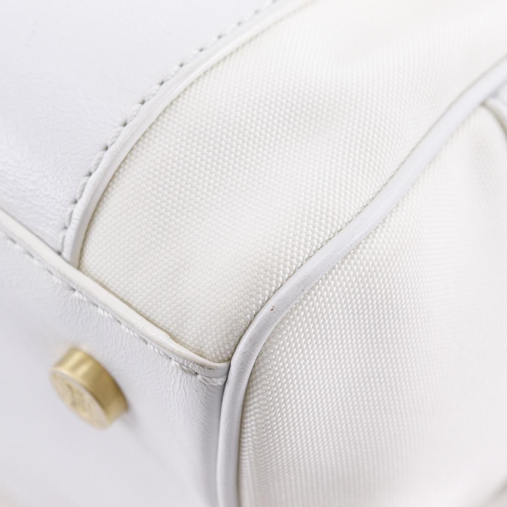 Celine Mini Boston Handtasche 2004 Olympische Spiele Athen Limited Weißes Nylon-Canvas/Leder Damen Gebraucht