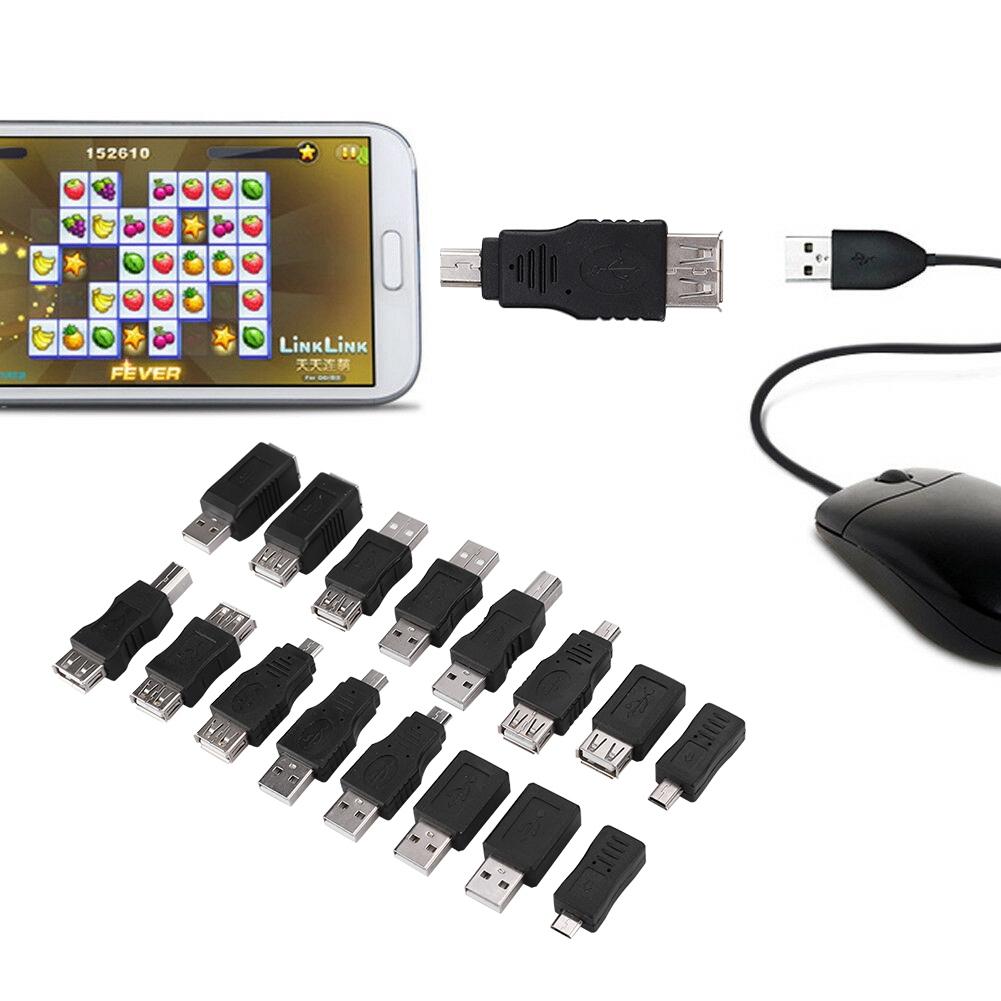 16PCS Multipurpose USB2.0 Adapter Converter USB Male To Female Micro USB