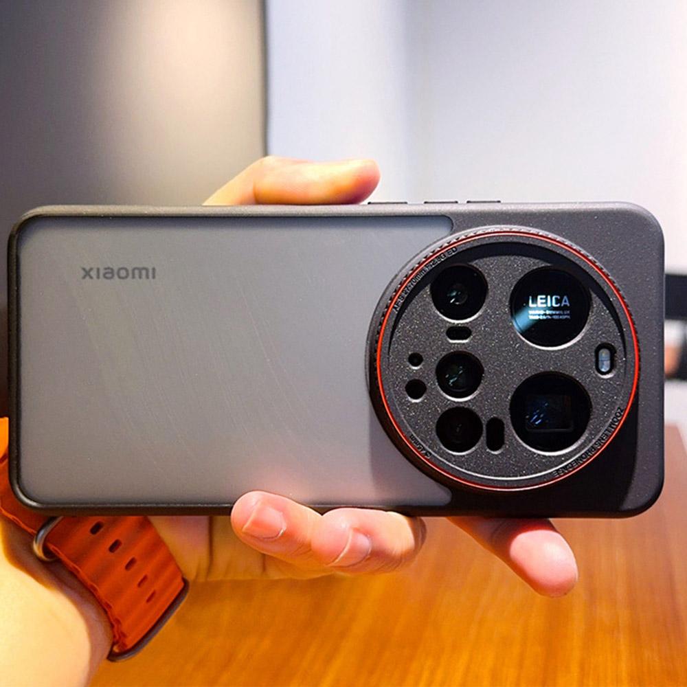 

For Xiaomi 15 Ultra Case Red Lens Ring Shockproof TPU+PC Translucent Phone Cover As Shown A