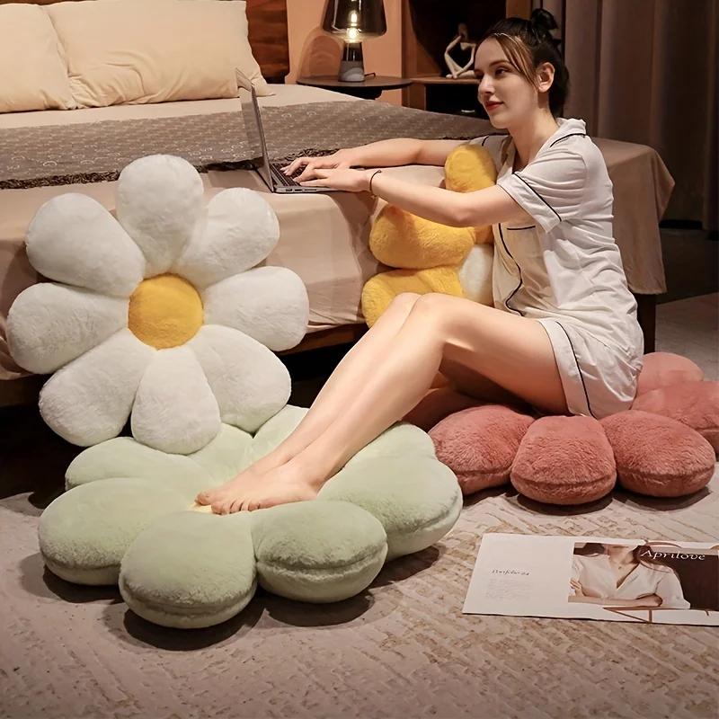 1pc 80x80cm Giant Sun Flower Cute Shaped Cushion Ergonomic Support Long Sitting Home Decor Holiday Gift Decorative Pillows