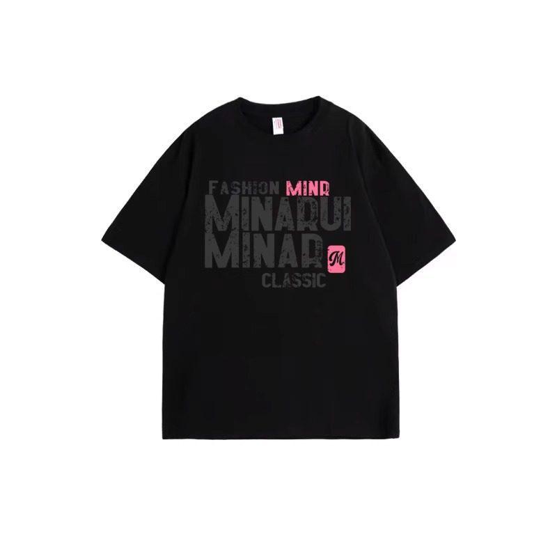 Retro Black Summer High Street Plus Size Loose Cotton T-Shirt for Women