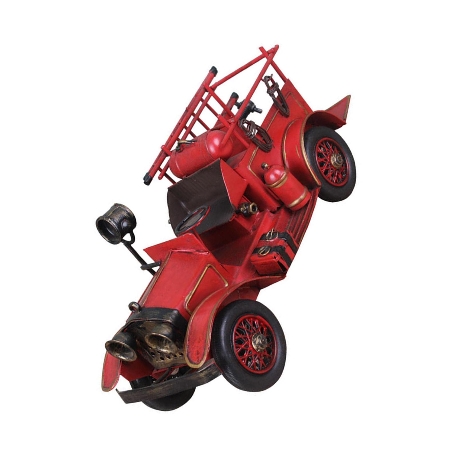 

Ретро Модель Красной Пожарной Машины Фигурка для Настольной и Книжной Полки