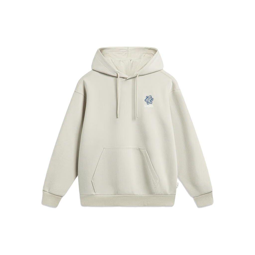 Li-Ning China Culture Series Pattern Print Hoodie Long Sleeve Sport Sweatshirt Men Tops Dawn-Gray AWDT899-5